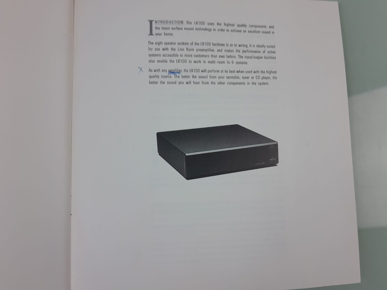 LINN LK 100 POWER AMPLIFIER OWNERS MANUAL #002