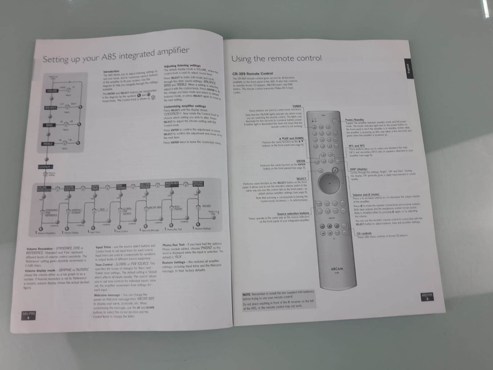 ARCAM A85 P85 AND P85/3 AMPLIFIER HANDBOOK / MANUAL