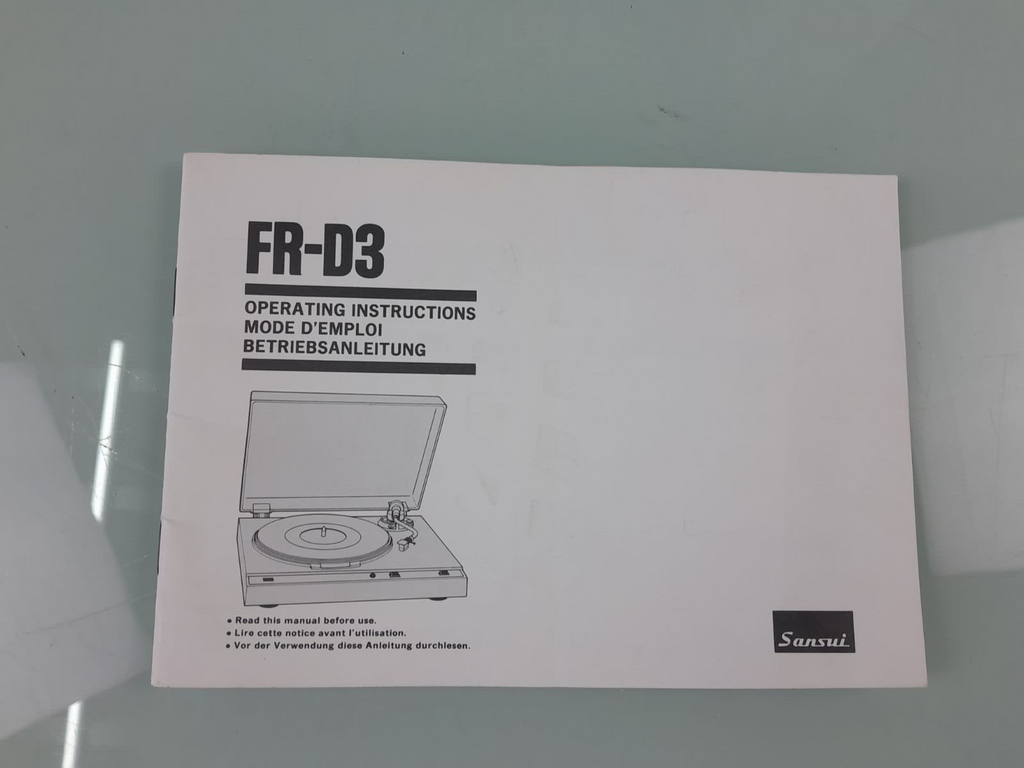 SANSUI FR D3 TURNTABLE OPERATING INSTRUCTIONS / MANUAL
