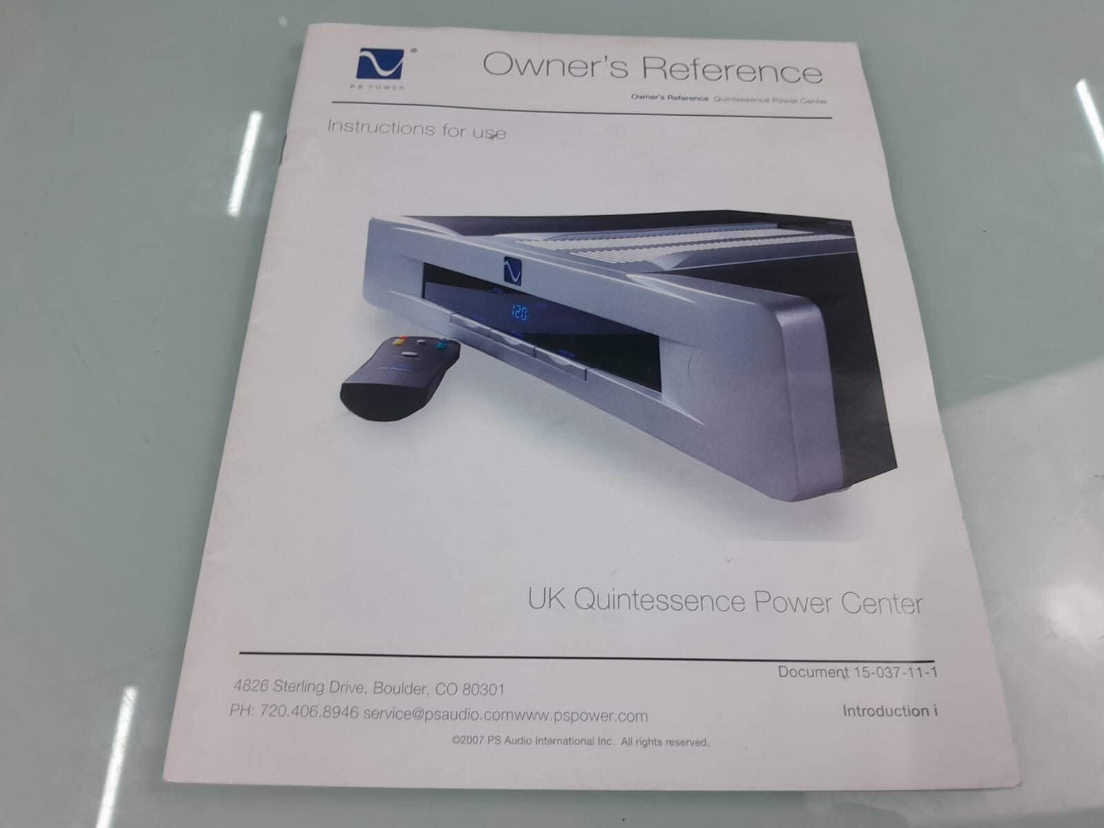PS AUDIO QUINTESSENCE POWER CENTER OWNER'S REFERENCE  / MANUAL
