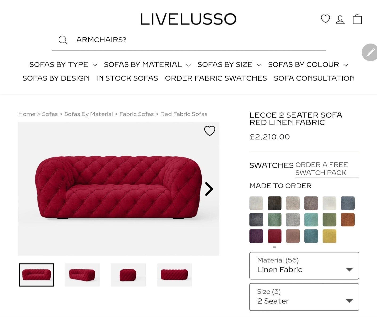 TWO SEAT SOFA RED VELVET CHESTERFEILD STYLE COUCH SETTEE LOUNGE