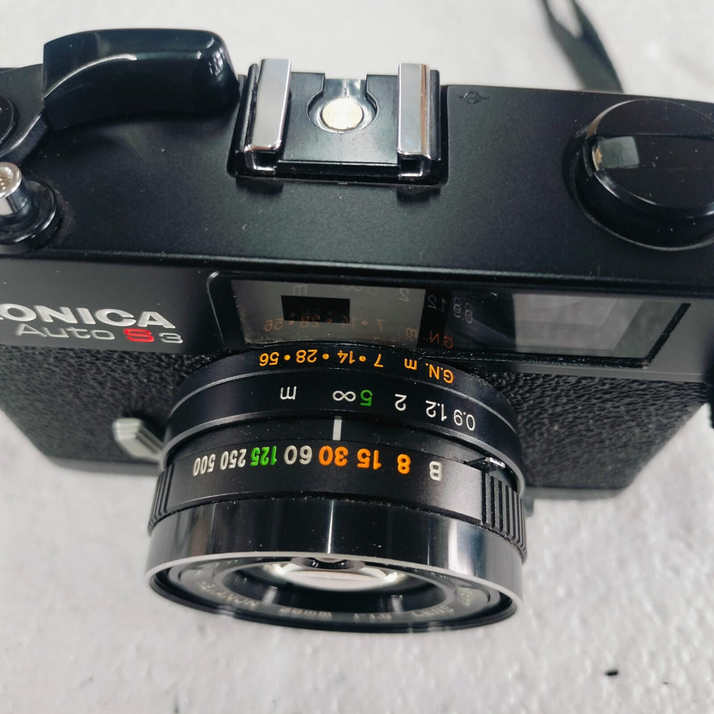 KONICA AUTO S3 sRANGEFINDER CAMERA WITH HEXANON 38MM F1.8 LENS & X-14 FLASH