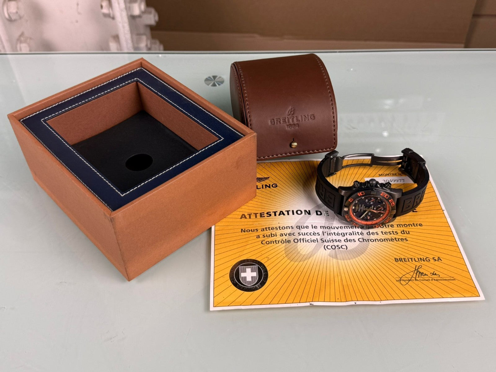 BREITLING MB0111 CHRONOMAT 44 RAVEN WATCH WITH BOX AND PAPERS