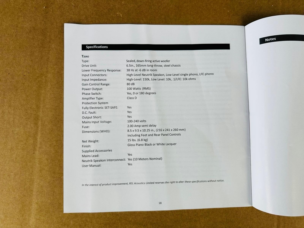 REL TZERO Sub-Bass System Operating Instructions