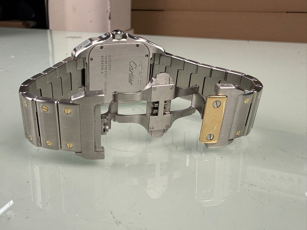 CARTIER SANTOS 100 2656 AUTOMATIC STEEL & GOLD WATCH
