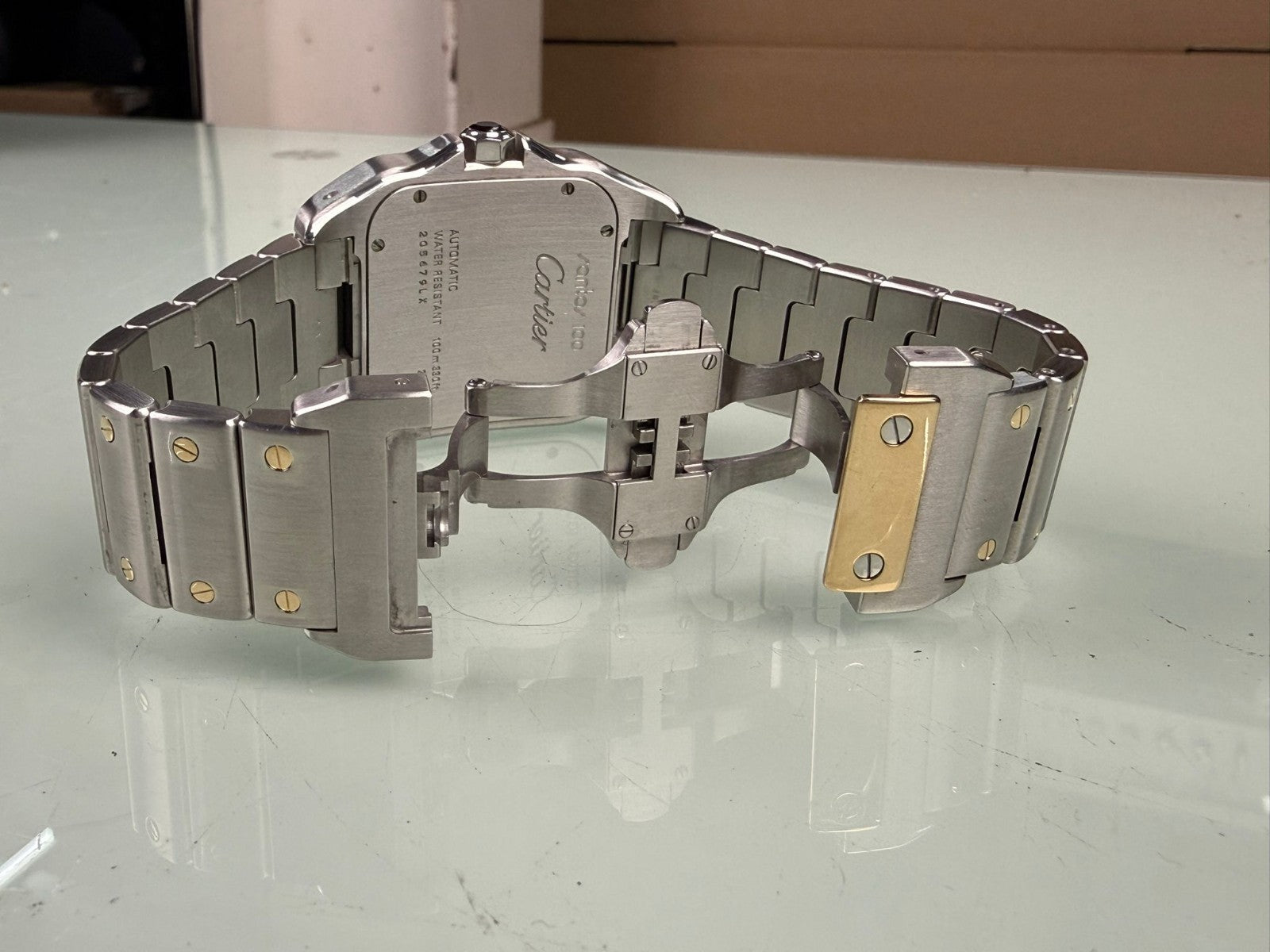 CARTIER SANTOS 100 2656 AUTOMATIC STEEL & GOLD WATCH