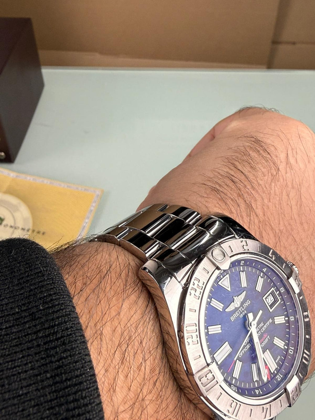 BREITLING 1884 AVENGER II GMT A32390 WATCH WITH BOX AND PAPERS