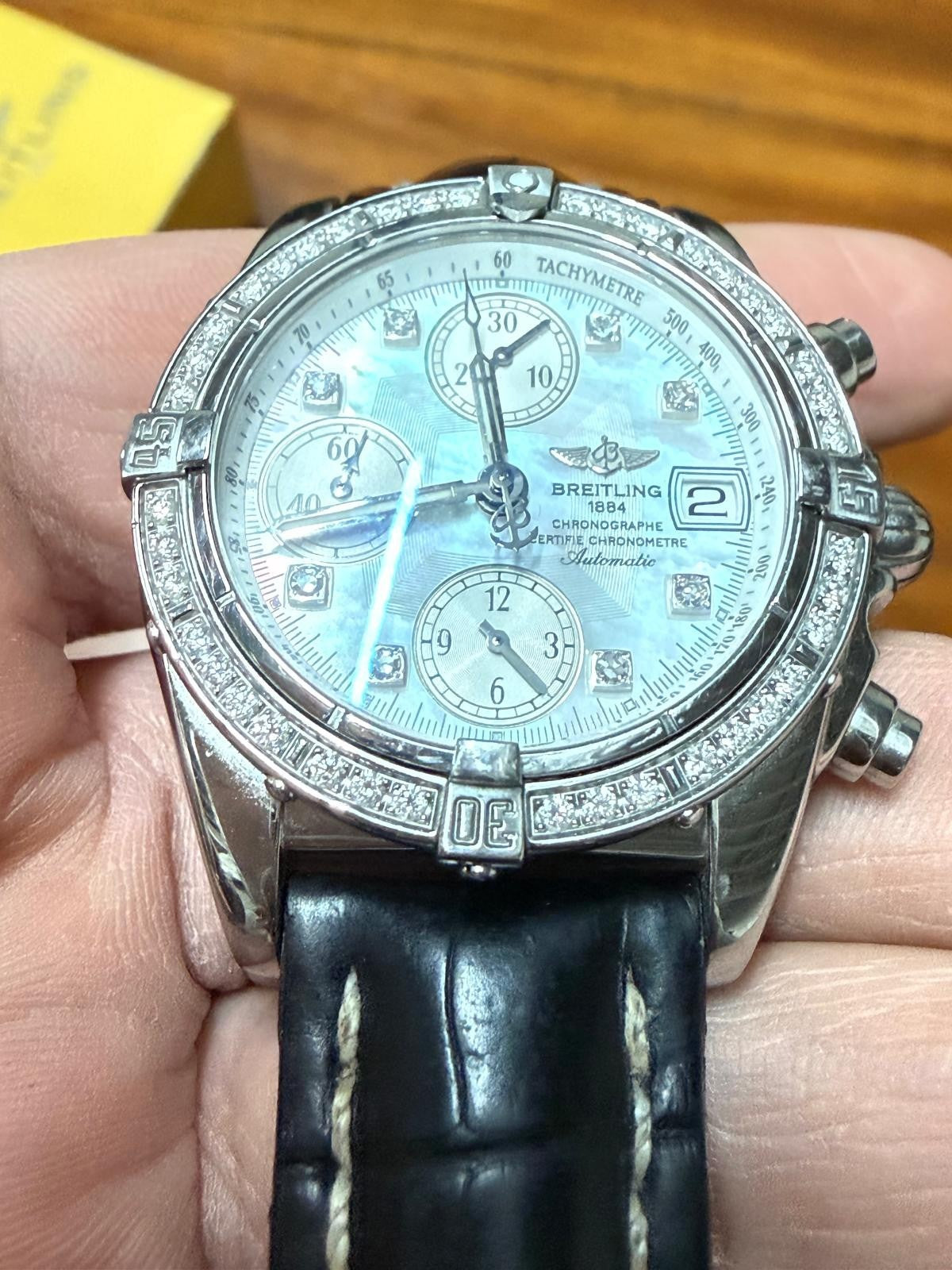 SERVICED! BREITLING 1884 CHRONO COCKPIT A13357 WATCH WITH BOX AND PAPERS