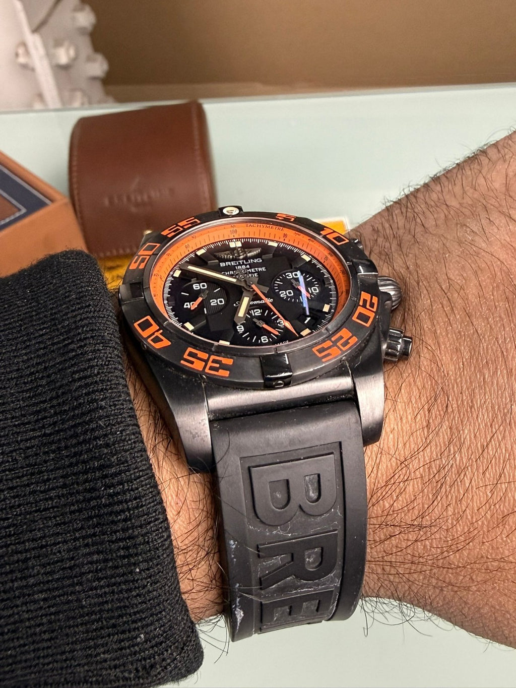 BREITLING MB0111 CHRONOMAT 44 RAVEN WATCH WITH BOX AND PAPERS