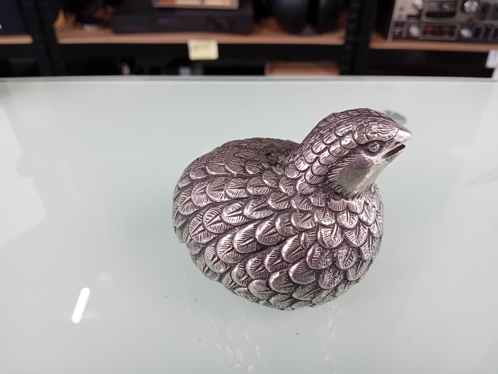 GUCCI MADE IN ITALY VINTAGE SILVER PEWTER QUAIL SUGAR CASTER