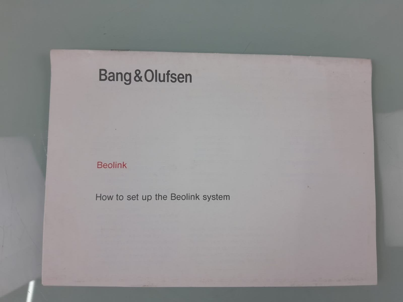 B&O BANG & OLUFSEN BEOLINK SYSTEM SETUP MANUAL #004