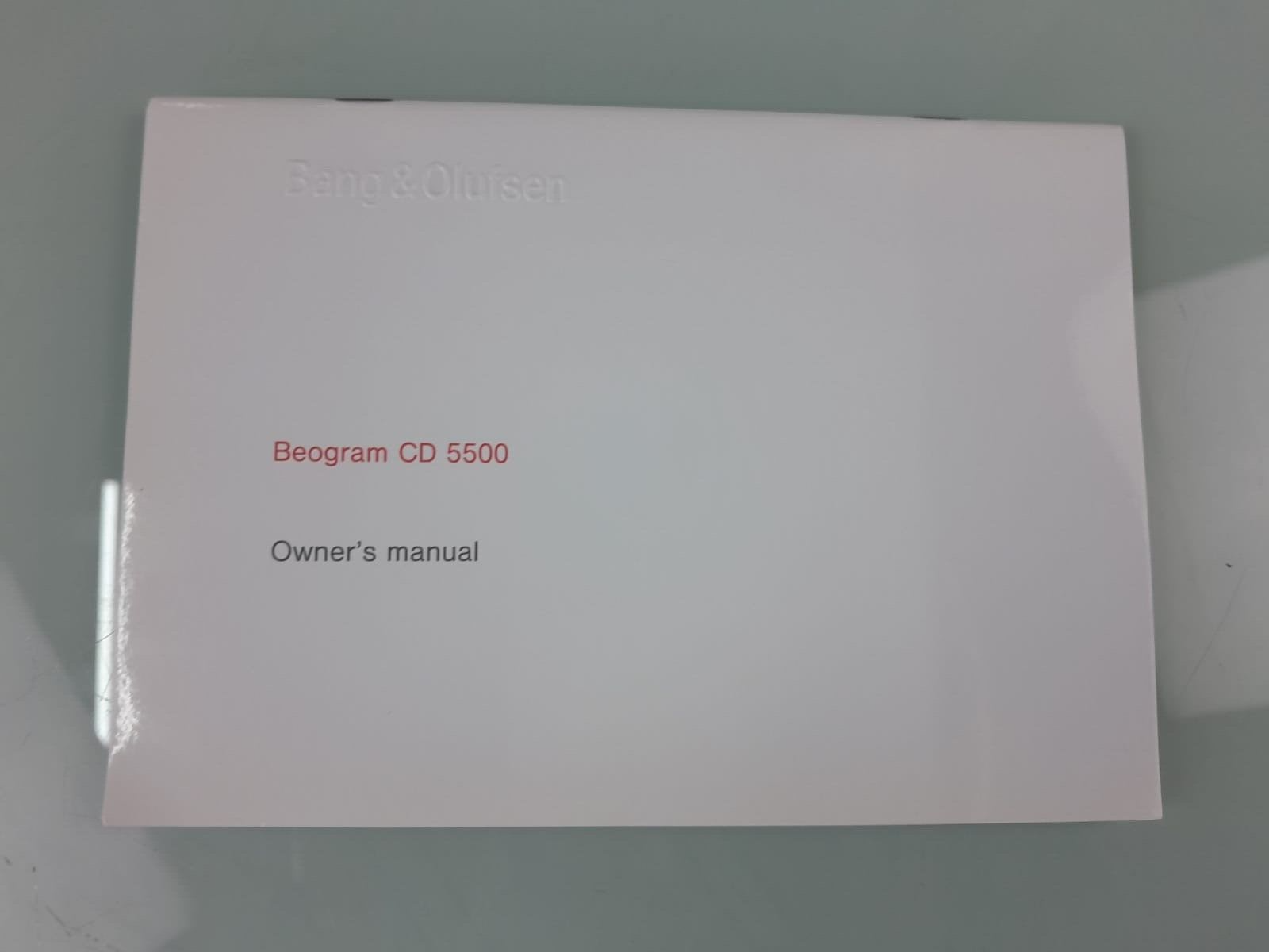 BANG & OLUFSEN B&O BEOGRAM CD 5500 OWNER'S MANUAL