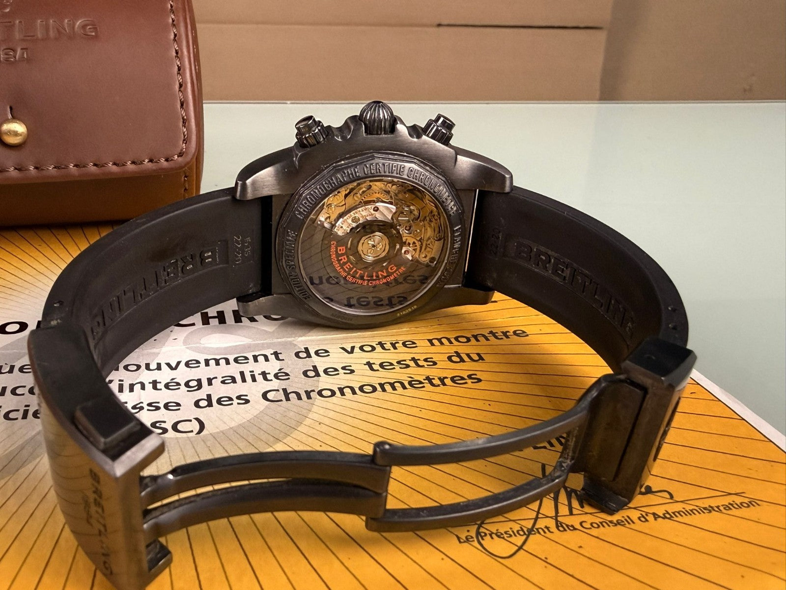 BREITLING MB0111 CHRONOMAT 44 RAVEN WATCH WITH BOX AND PAPERS