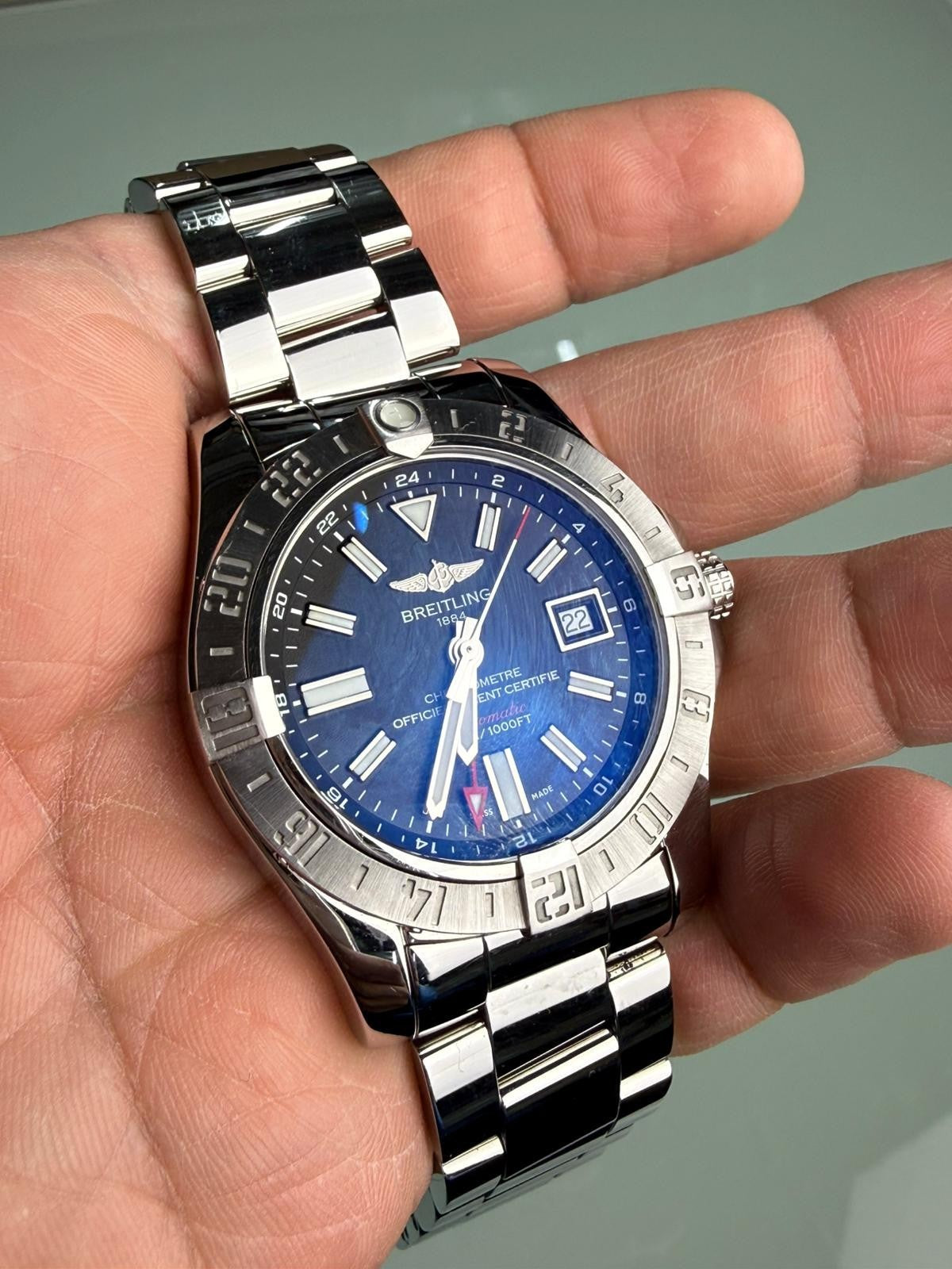 BREITLING 1884 AVENGER II GMT A32390 WATCH WITH BOX AND PAPERS