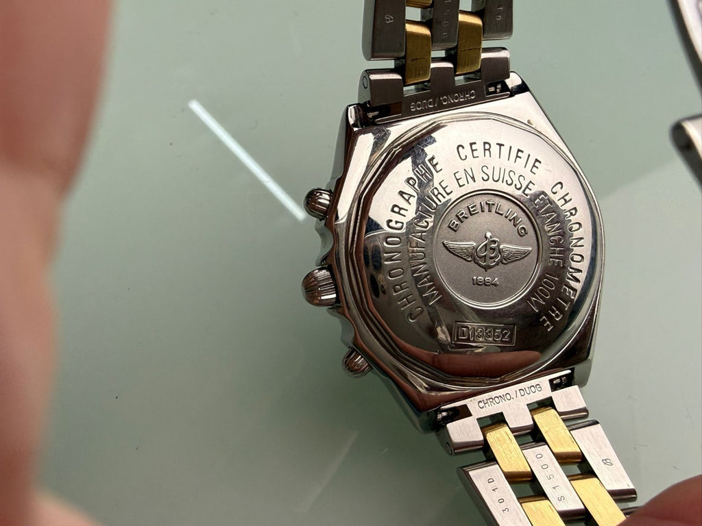 BREITLING 1884 CHRONOMAT D13352 GOLD AND STEEL AUTOMATIC WATCH