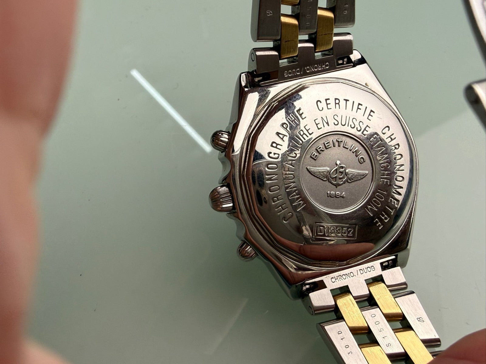 BREITLING 1884 CHRONOMAT D13352 GOLD AND STEEL AUTOMATIC WATCH