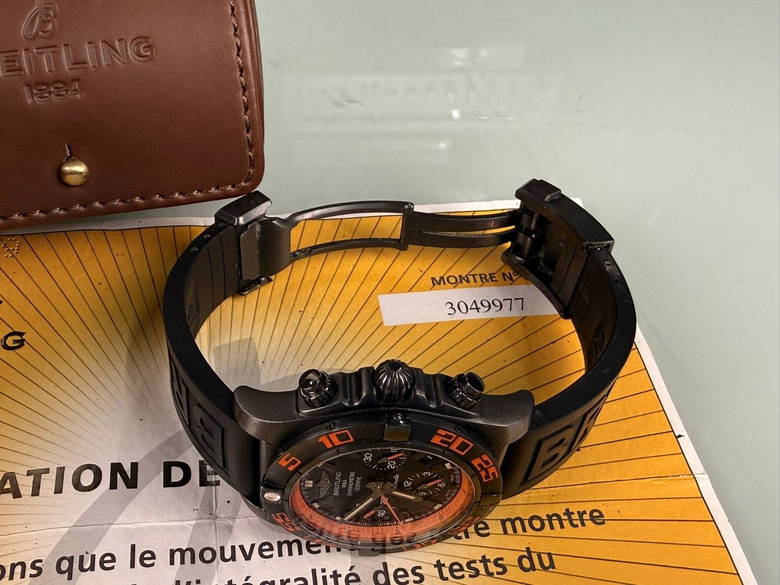 BREITLING MB0111 CHRONOMAT 44 RAVEN WATCH WITH BOX AND PAPERS