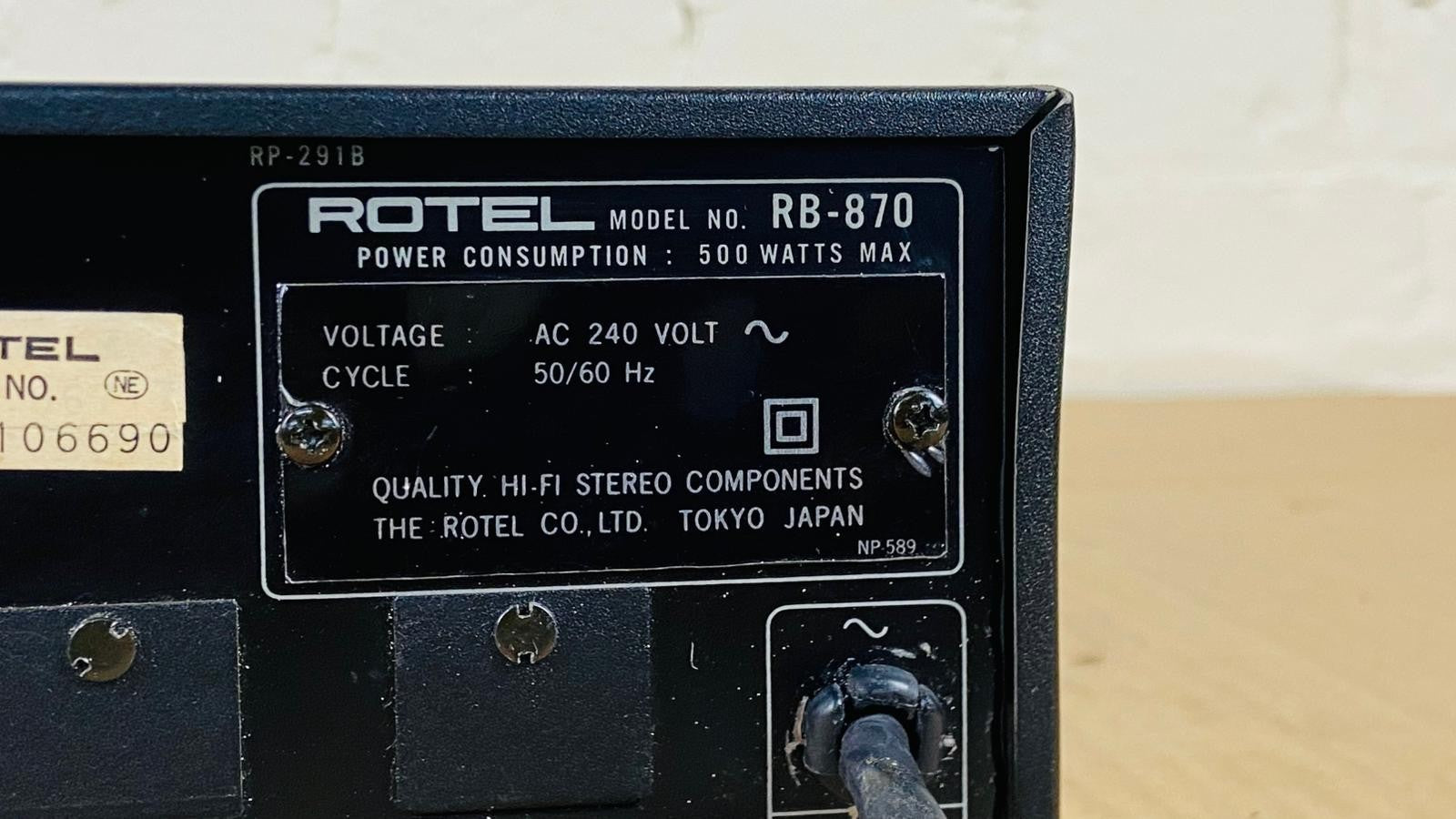 ROTEL RB 870 STEREO POWER AMPLIFIER
