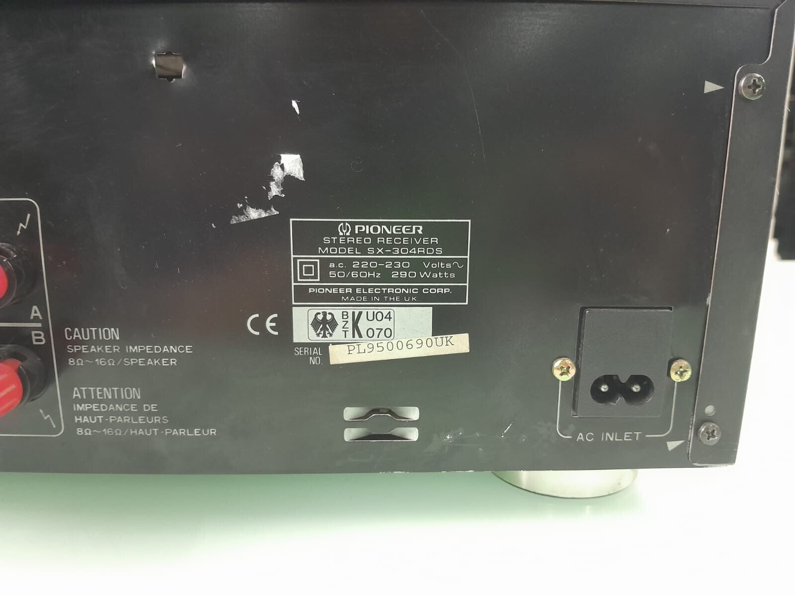 PIONEER SX 304RDS STEREO RECEIVER