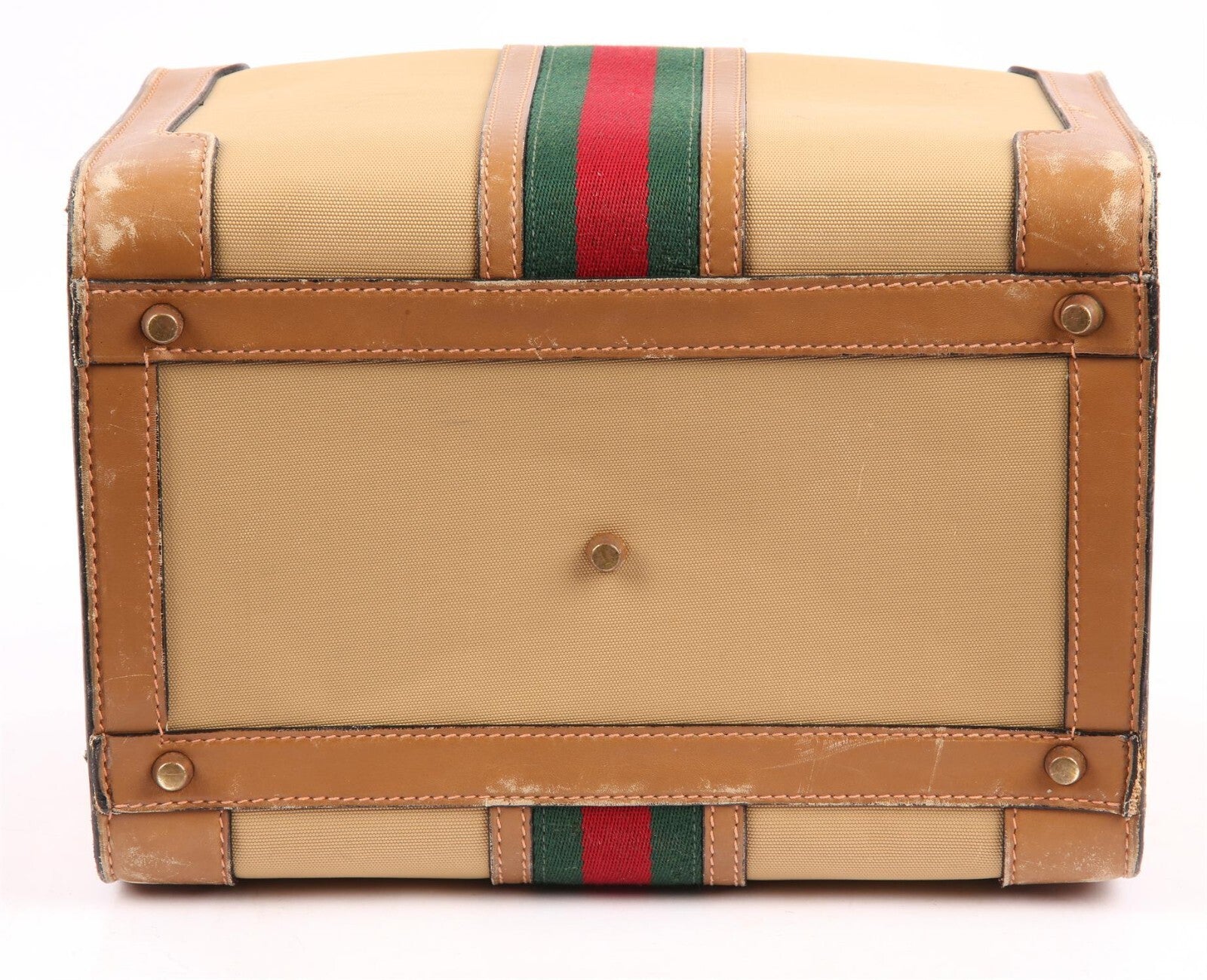 GUCCI large vintage Sherry Line rigid vanity travel case tan leather bag storage