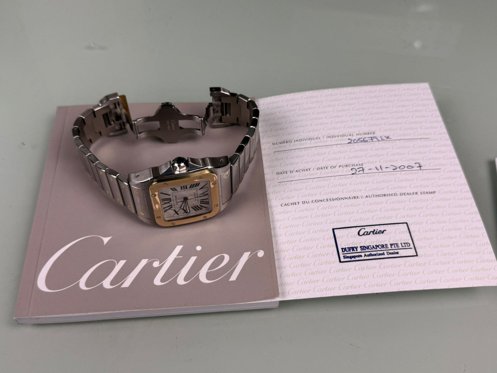 CARTIER SANTOS 100 2656 AUTOMATIC STEEL & GOLD WATCH