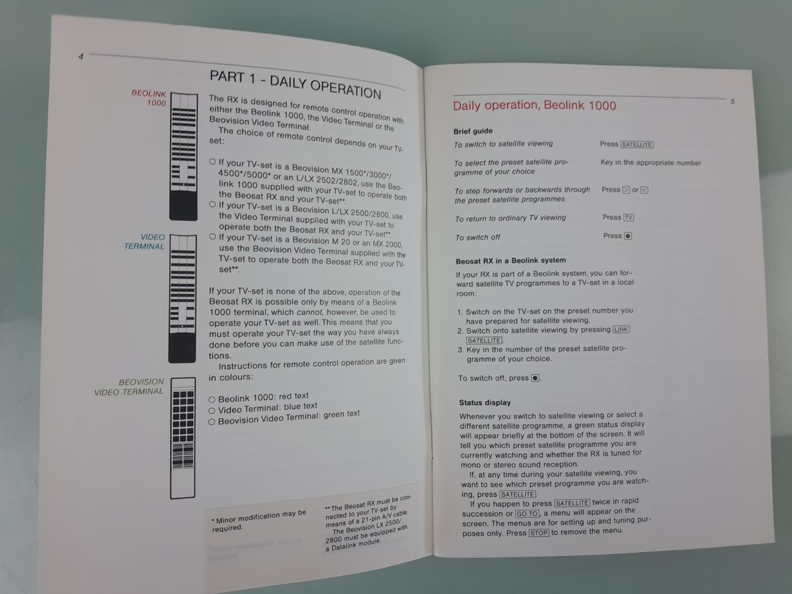 BANG & OLUFSEN B&O BEOSAT RX OWNER'S MANUAL