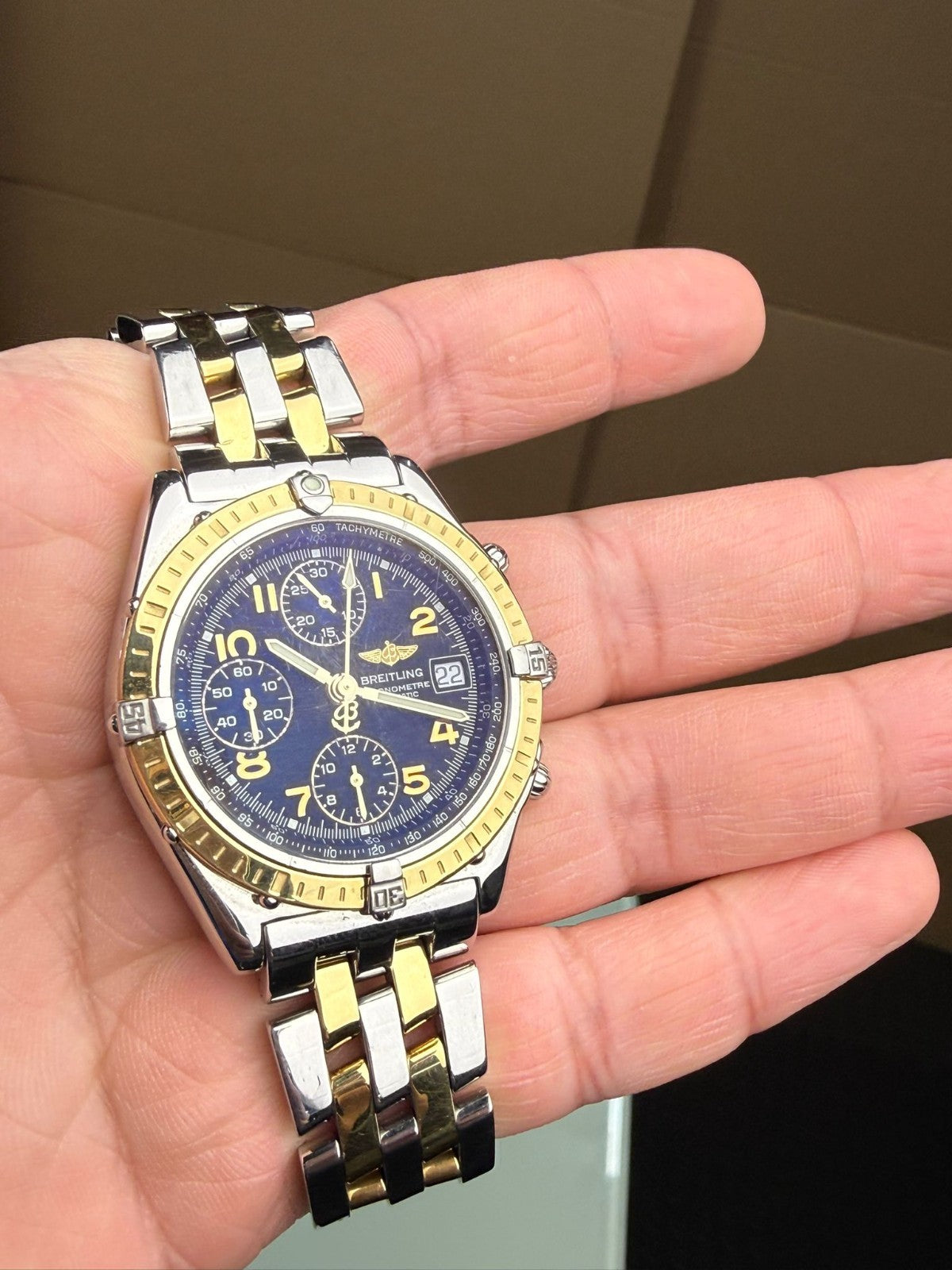 BREITLING 1884 CHRONOMAT D13352 GOLD AND STEEL AUTOMATIC WATCH