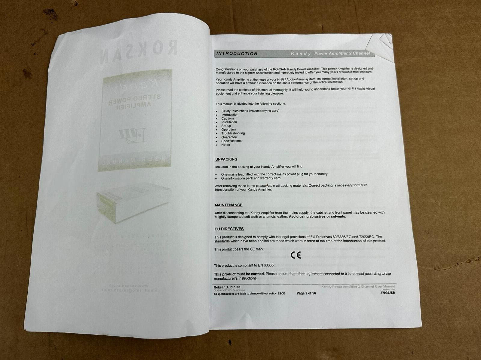 Roksan Kandy Stereo Power Amplifier User Manual