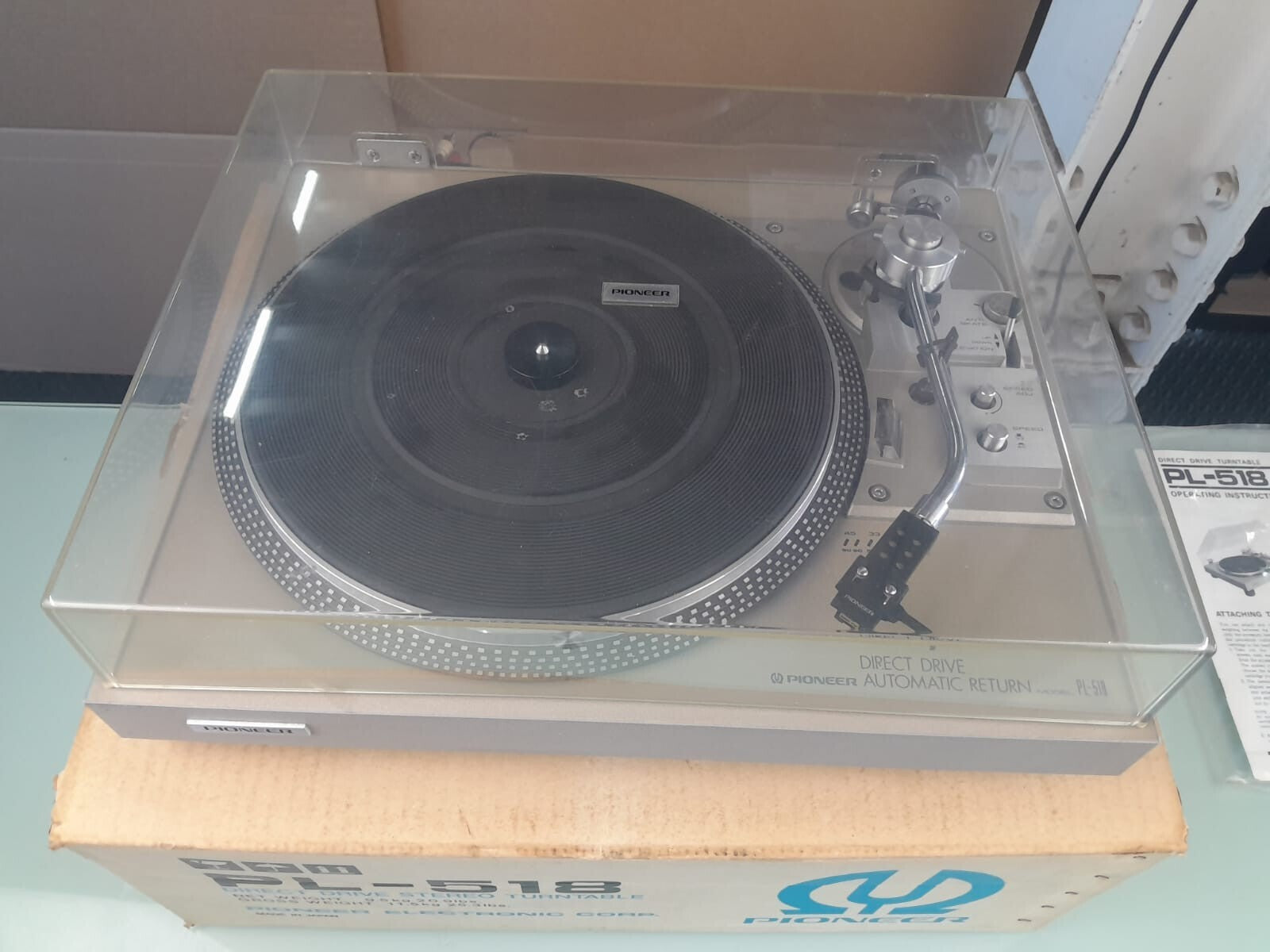 PIONEER PL 518 DIRECT DRIVE STEREO TURNTABLE WITH ADC 10E MK IV CARTRIDGE